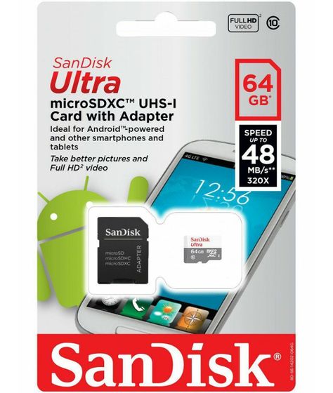 Tarjeta De Memoria Micro SD 64GB Sandisk Ultra Con Adaptador-1