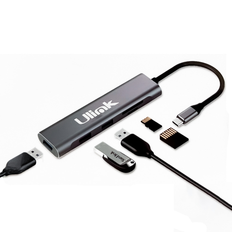 Adaptador multipuerto USB C 5 en 1 USB 3.0x3 + SD + MicroSD -2