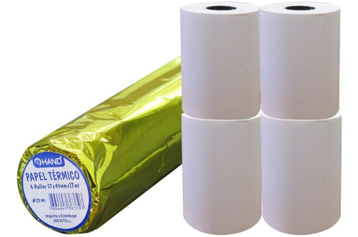 Set 4 Rollos Papel Termico 57x40mm 17 Mts Hand. Boleta-1