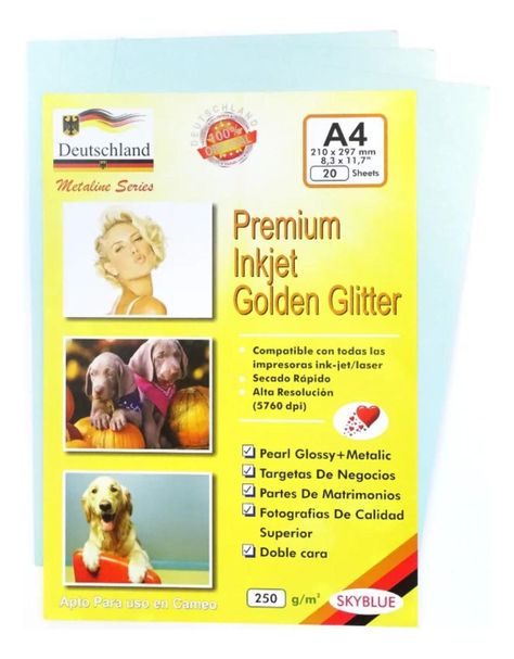 Papel Premiun Pearl Glossy + Metalic Glitter 250grs A4-2