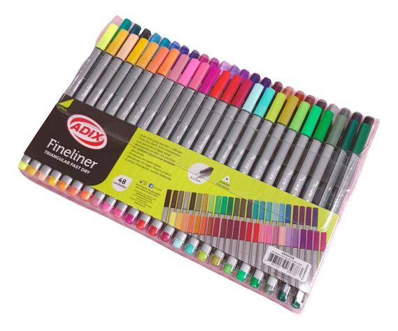 Lápices Fineliner Triangular 48 Colores Adix-2