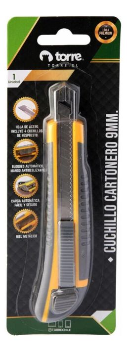 Cuchillo Cartonero Premium Chico 9mm Incluye Repuesto. Torre-0