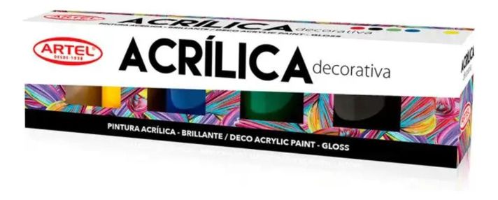 Estuche Pintura Acrílica Decorativa 6 Colores 15ml. Artel-0