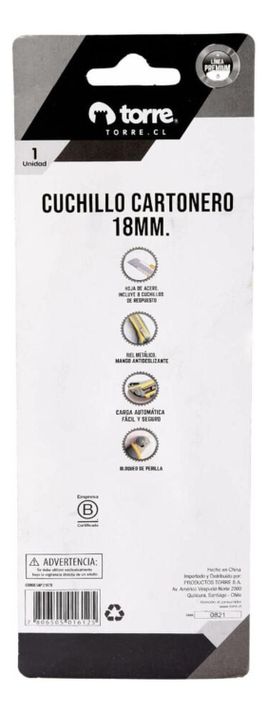 Cuchillo Cartonero Premium Grande 18m Incluye Repuesto Torre-1