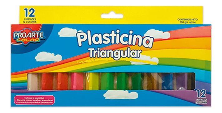 Plasticina 12 Colores Triangular. Proarte-0