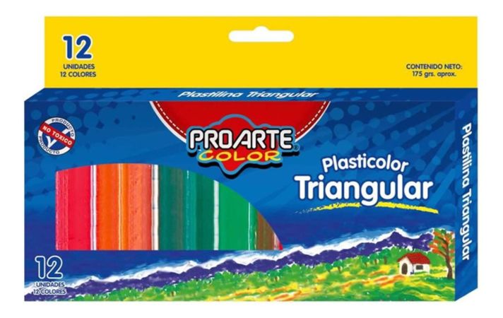 Plasticina 12 Colores Triangular. Proarte-1