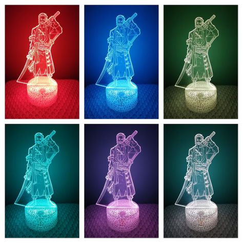 Lámpara ilusión 3D Zoro Roronoa Parado 7 Colores Led-1