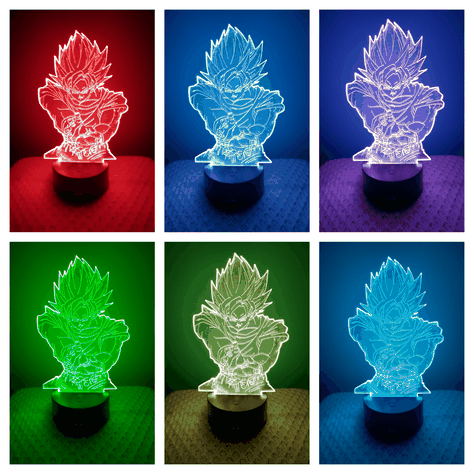 Lámpara ilusión 3D Goku kamehameha 7 colores Led-1