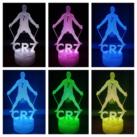 Lampara ilusión 3D Cristiano Ronaldo 7 Colores Led CR7-1