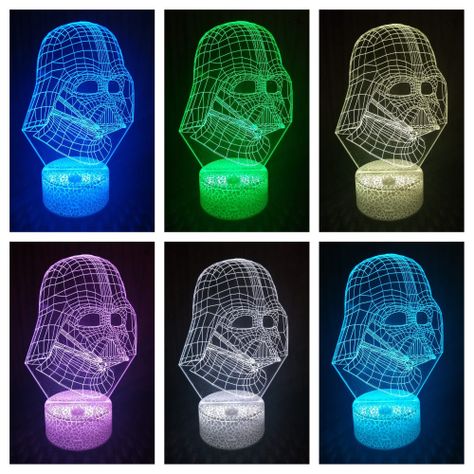 Lámpara ilusión 3D Cara De Darth Vader 7 Colores Led-1