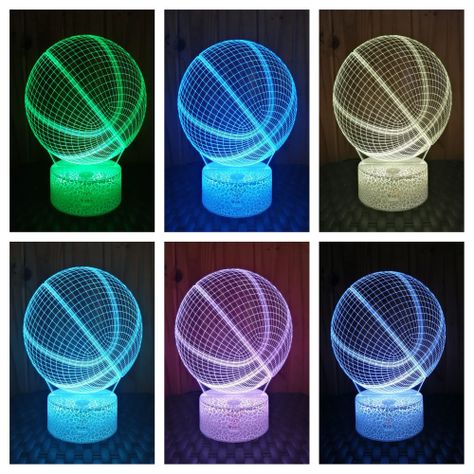 Lámpara ilusión 3D Pelota de Basquet 7 Colores led-1