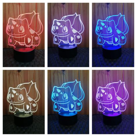 Lámpara ilusión 3D Bulbasaur 7 Colores Led-1