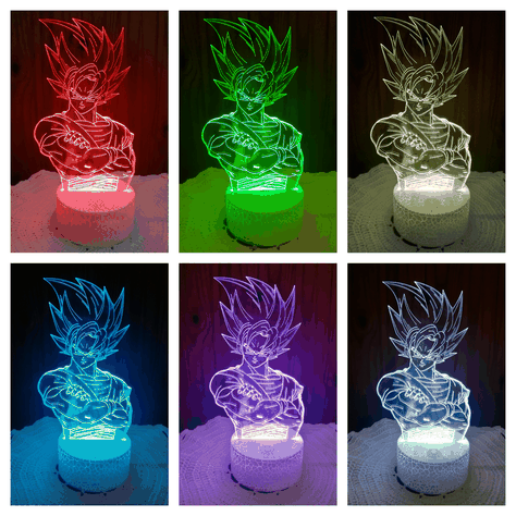 Lámpara ilusión 3D Goku Brazos 7 Colores Led-1