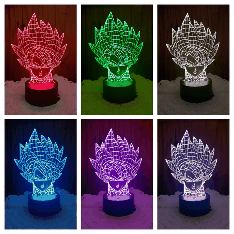 Lámpara ilusión 3D Cara De Goku 7 Colores Led-1