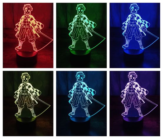 Lámpara ilusión 3D Tanjiro 7 Colores Led Demon Slayer-1