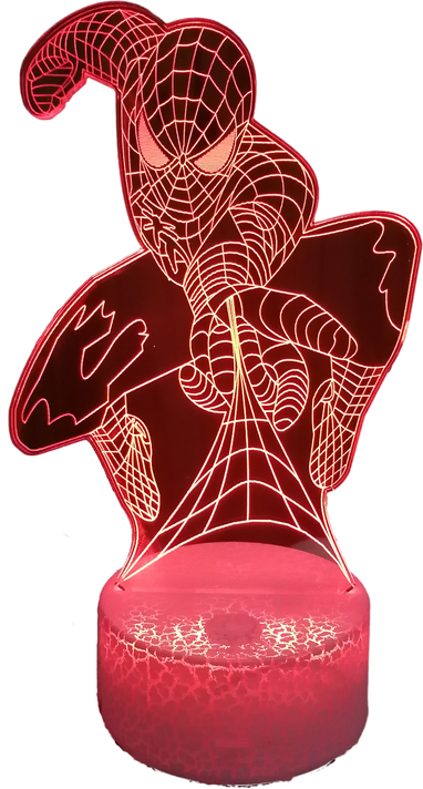 Lámpara ilusión 3D Hombre Araña 7 Colores Led Spiderman -0