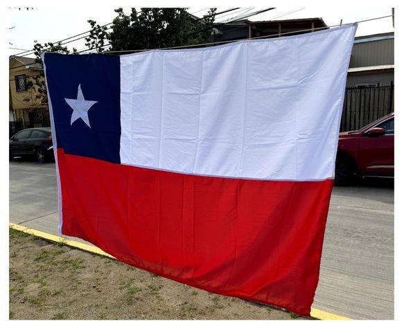 Bandera de Chile 140x210 cm Estrella Bordada Tela Reforzada Repelente al Agua -1