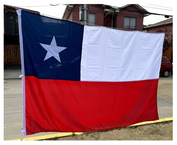 Bandera de Chile 140x210 cm Estrella Bordada Tela Reforzada Repelente al Agua -2