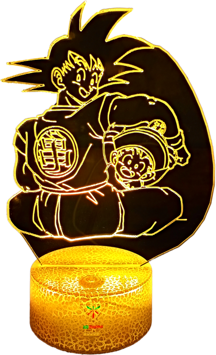 Lámpara ilusión 3D Goku y Gohan Niño 7 Colores Led-0