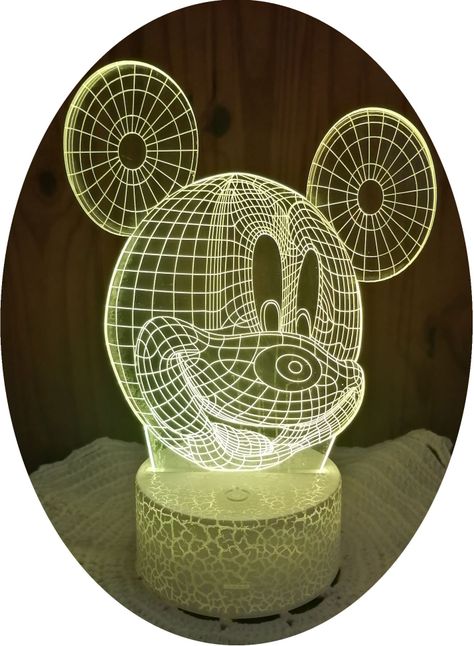 Lámpara ilusión 3D Cara De Mickey Mouse 7 Colores Led-0