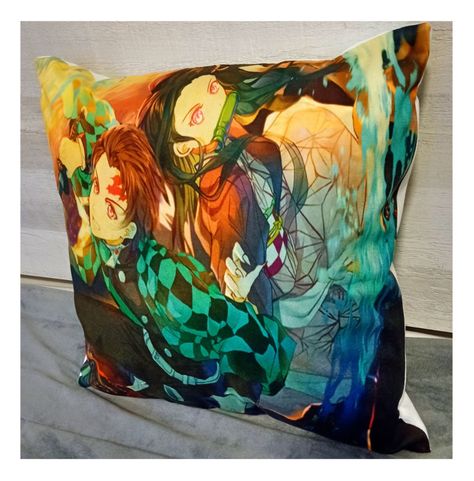 Cojín De Demon Slayer Tanjiro y Nezuko 45x45 cm Extra Suave -2