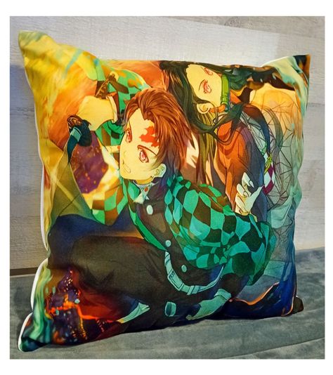 Cojín De Demon Slayer Tanjiro y Nezuko 45x45 cm Extra Suave -1