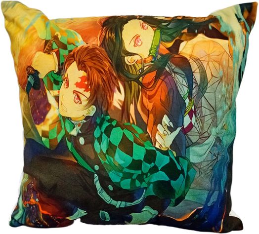 Cojín De Demon Slayer Tanjiro y Nezuko 45x45 cm Extra Suave -0