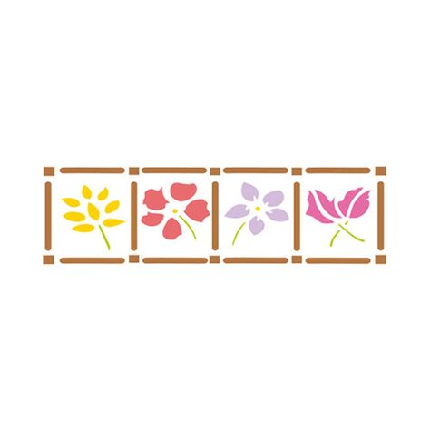 STENCIL TELA CON FLORES 16X5CM-0