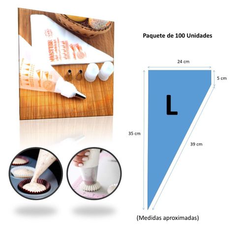 100 Mangas 35 Cm Talla L Pasteleras Desechables-0