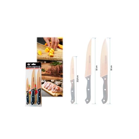 Pack 3 Cuchillos De Cocina Cocinero Acero Inoxidable-1
