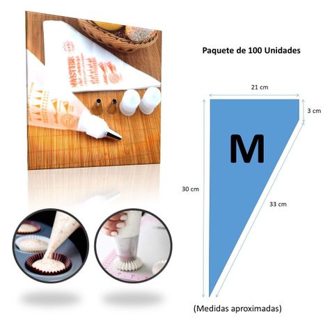 100 Mangas 25 Cm Talla M Pasteleras Desechables-0