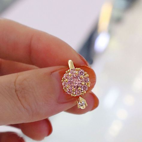 Anillo Ajustable Giratorio Cristal Rosado-1