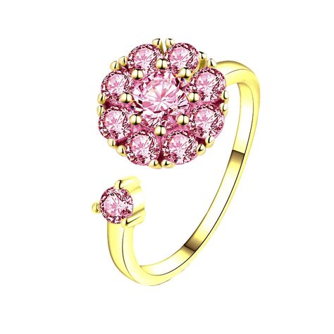Anillo Ajustable Giratorio Cristal Rosado-0