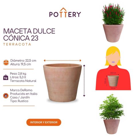 Maceta Dulce 23cm Terracota Conica Deroma-2