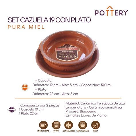 Set Cazuela 19 con Plato Pura Miel Mestiza-2