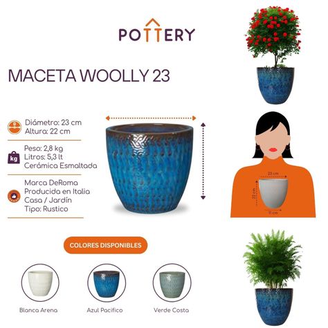 Maceta Woolly 23cm Azul Pacifico Deroma-2