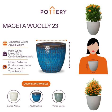 Maceta Woolly 23cm Blanca Arena Deroma-2