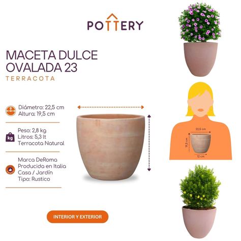 Maceta Dulce 23cm Terracota Ovalada Deroma-2