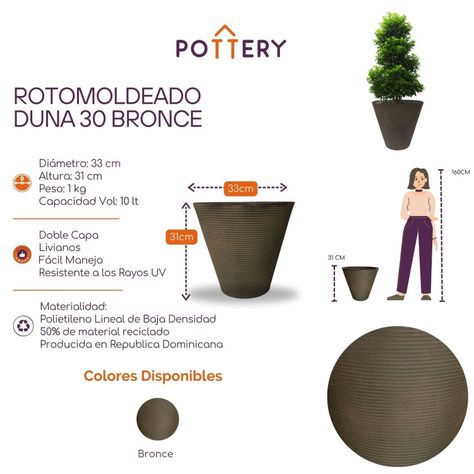 Macetero Grande Duna 30 Bronce-2