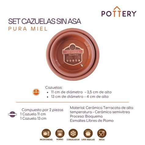 Set Cazuelas Sin Asa Pura Miel Mestiza-2