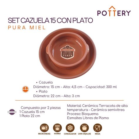 Set Cazuela 15 con Plato Pura Miel Mestiza-2