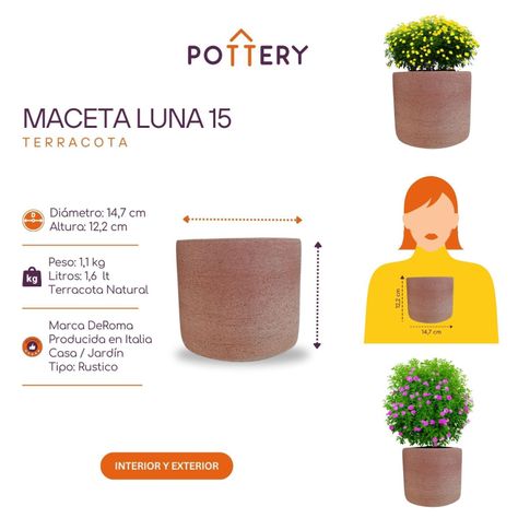 Maceta Luna 15cm Terracota Deroma-2