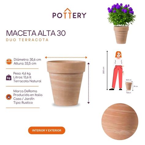 Maceta Alta 30cm TerraDuo Deroma-2