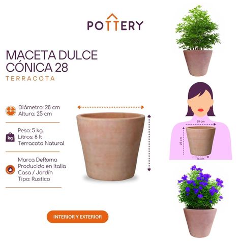 Maceta Dulce 28cm Terracota Conica Deroma-2