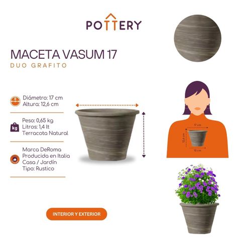 Maceta Vasum 17cm GrafitoDuo Deroma-2