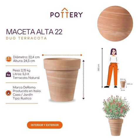 Maceta Alta 22cm TerraDuo Deroma-2