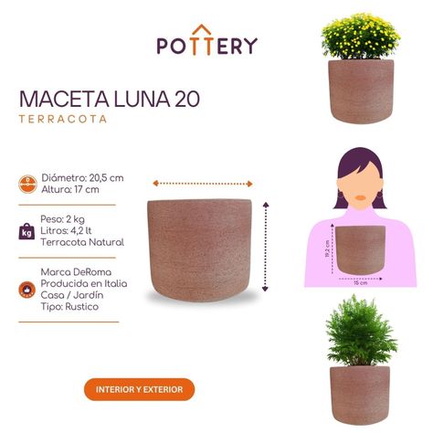 Maceta Luna 20cm Terracota Deroma-2
