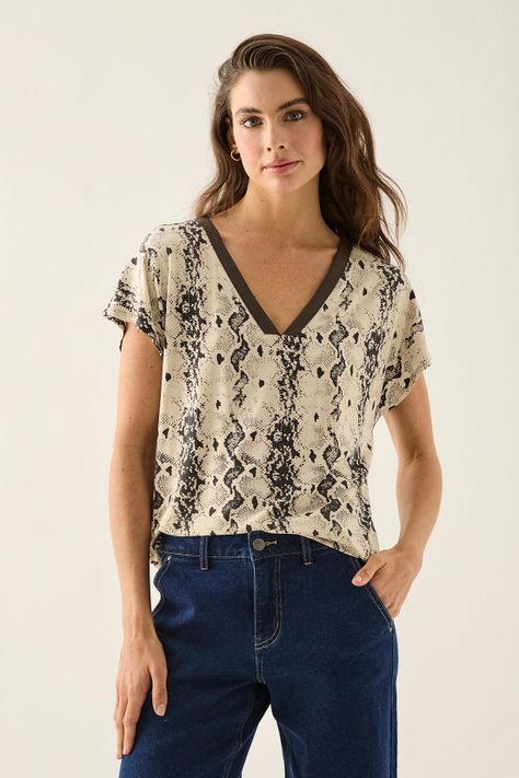 Polera Estampada Beige Ash 14307125050106-0