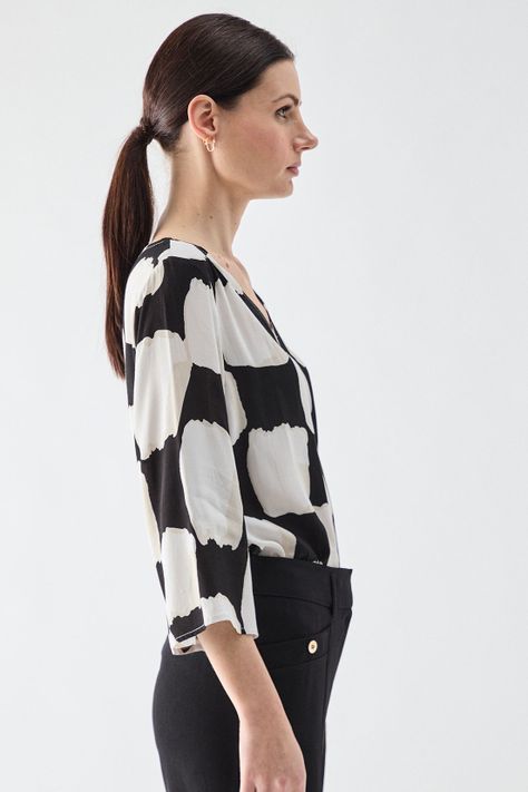 Blusa Estampada Cuello V Blanco Ma Griffe 14102224062105-3