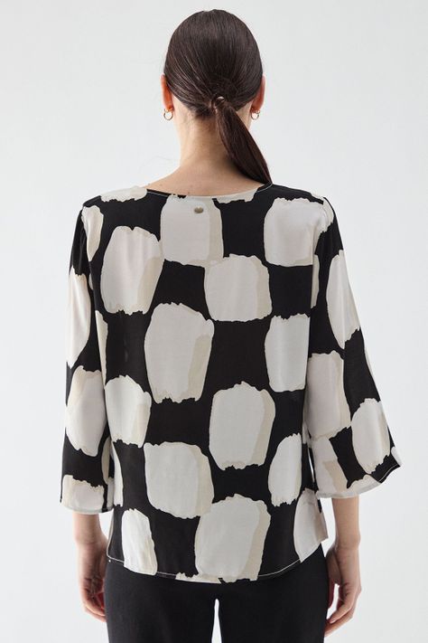 Blusa Estampada Cuello V Blanco Ma Griffe 14102224062105-4